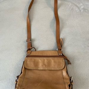 Fossil Distressed Brown Leather Crossbody Shoulder Handbag